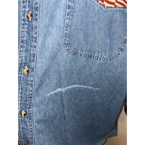 Womens Embellished Denim Blue Jean XL Top Quilt Pin Up Girl Quilter USA Patriot - Picture 14 of 16